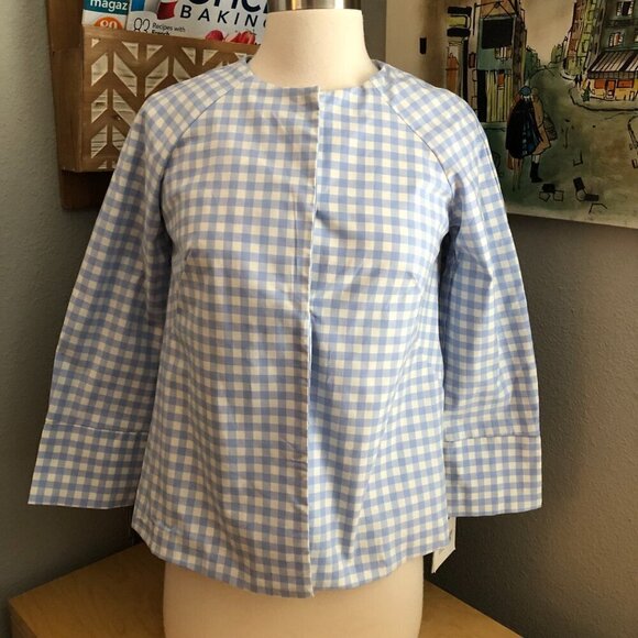 Victoria Beckham for Target Sky Blue & White Gingham Twill Spring Jacket - NWTs - Picture 2 of 10